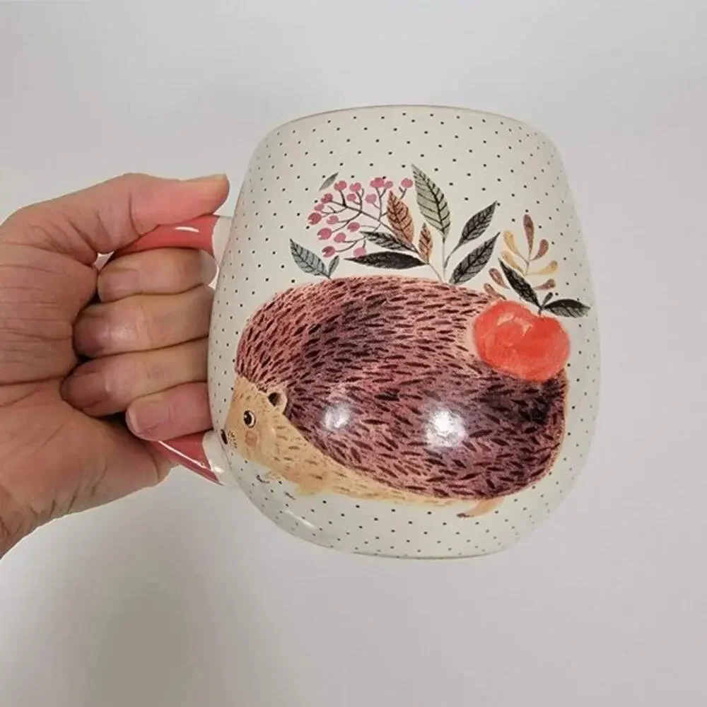 Nicole Miller Home Hedgehog Coffee Mug Large 14oz Ceramic Red Handle